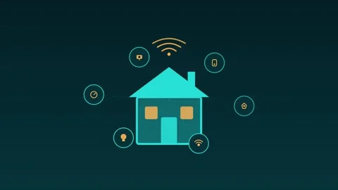 Smart home connected iot devices turquoise real estate loop Vidéo 342613344