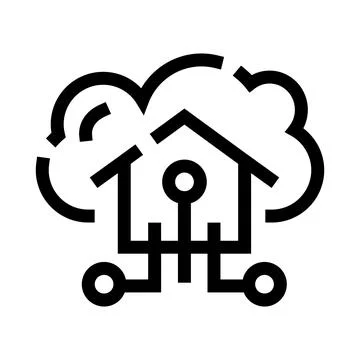 Smart home connecting to cloud computing network Stock Illustration