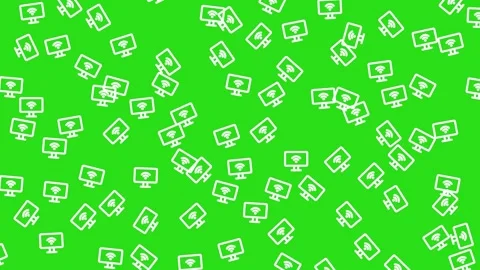 Smart Home Connectivity Pattern with WiFi Monitor Icons on Bright Green Stock Footage 345539565