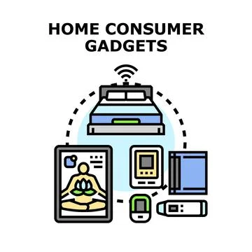 Smart home consumer gadgets connecting daily life Stock Illustration
