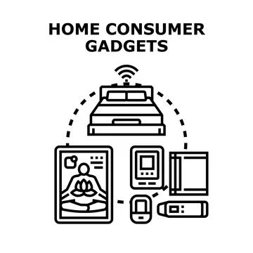 Smart home consumer gadgets connecting daily life Stock Illustration