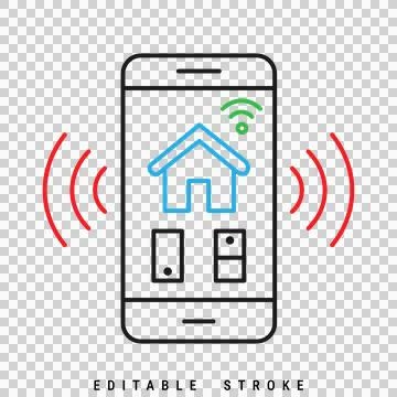 Smart Home Control App Icon on Smartphone Screen Stock Illustration