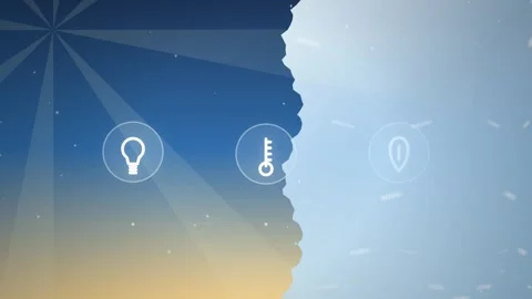 Smart Home Control: Brightness, Temperature, and Security Icons on Split Ba.. Видео 347559673