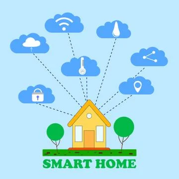 Smart home control concept. Smart house technology system with centralized co Stock Illustration