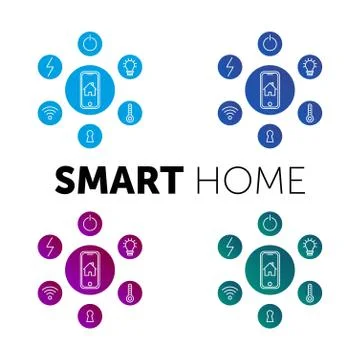 Smart home control concept. Smart house infographic. Concept home with Stock Illustration