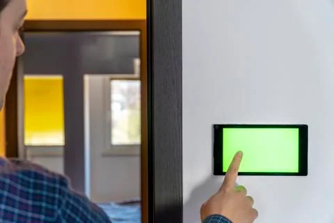 Smart home control device on a wall Foto stock
