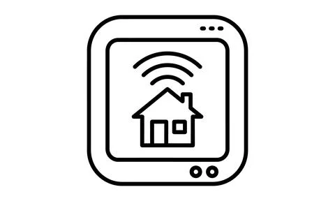 Smart home control hub device with wireless connectivity signal icon Stock Illustration