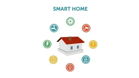 Smart home control menu. Flat infographics design. Stock Footage 104542218