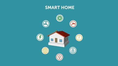 Smart home control menu. Flat infographics design. Stock Footage 104542220