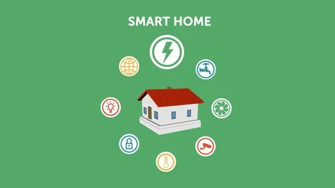 Smart home control menu. Flat infographics design. Stock Footage 104548570