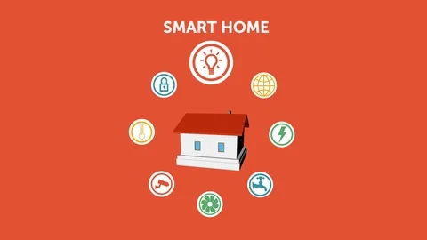 Smart home control menu. Flat infographics design. Stock Footage 104548573