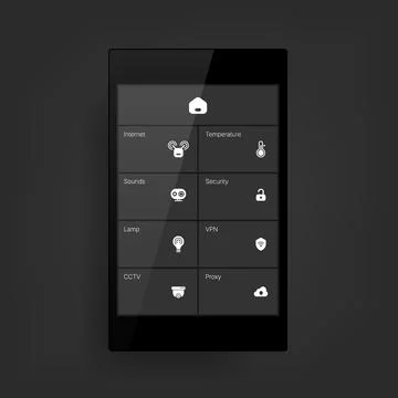 Smart home control mobile interface with IoT dashboard icons イラスト素材