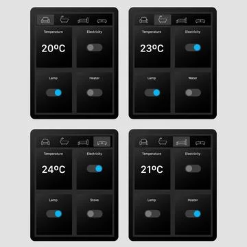 Smart Home Control Panel Interface Vector Illustration Illustrazione stock