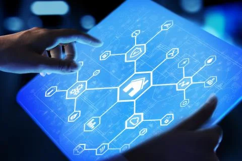 Smart home control panel on virtual screen. IOT and Automation technology Stock-Fotos