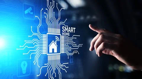 Smart home control panel on virtual screen. IOT and Automation technology Fotos Stock