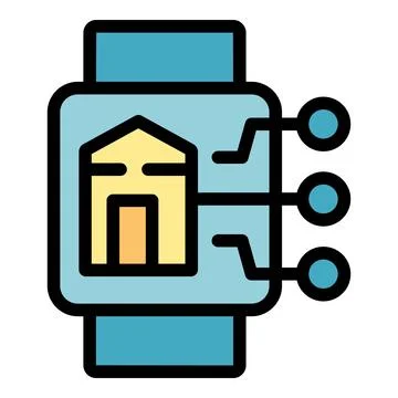 Smart home control system managing house appliances on watch Ilustración de archivo