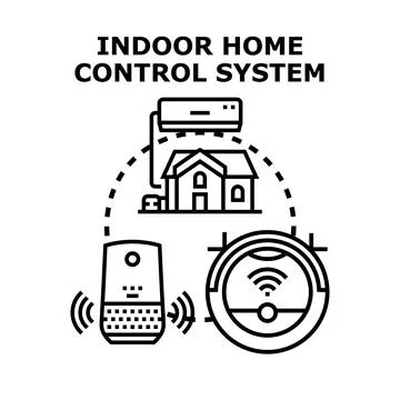 Smart home control system managing household automation Illustrazione stock