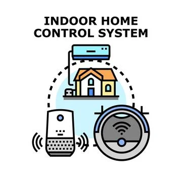 Smart home control system managing household automation Illustrazione stock