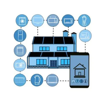 Smart Home Control System Smartphone Application Icons Of Devices Automation Ilustración de archivo
