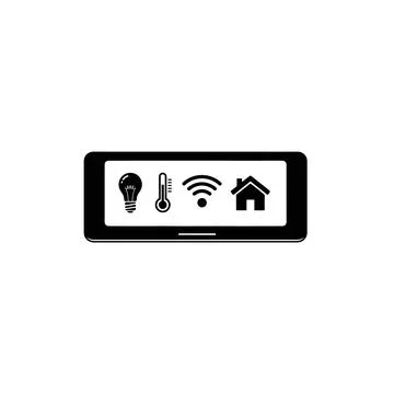 Smart home control system on tablet displaying automation icons 库存插图