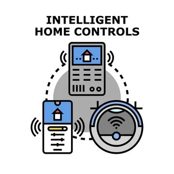Smart home control systems managing domestic appliances Stock Illustration
