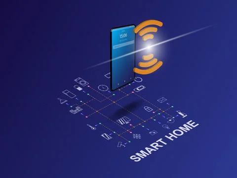 Smart home controlled smartphone. Internet of things. iot Stock Illustration