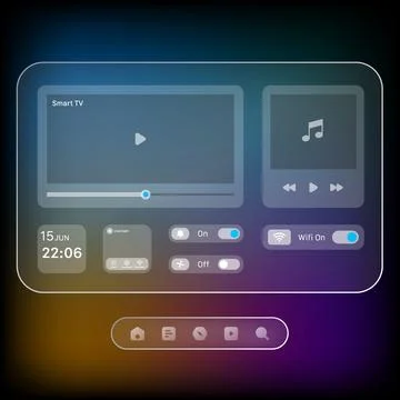 Smart Home Dashboard Interface with Media Controls Illustrazione stock