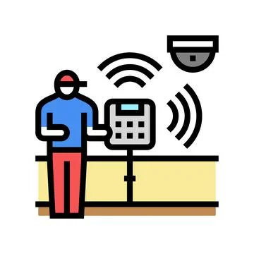 Smart home device installation color icon vector illustration Stock Illustration
