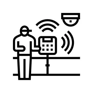 Smart home device installation line icon vector illustration Stock Illustration