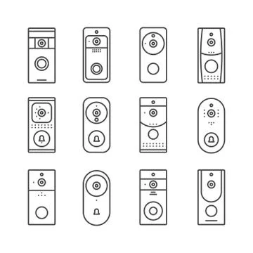 Smart home devices, Internet of Things set. Remote doorbell rings, appliances Stock Illustration