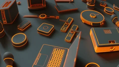 Smart home devices. Modern wireless technology communication domestic appliances Vidéo 201223056