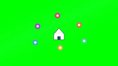 Smart Home Devices Orbiting A Central Hub on Green Screen Stock Footage 342000950