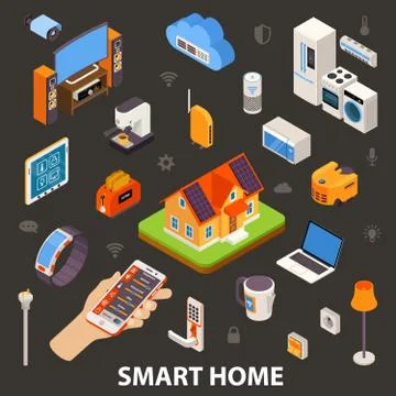 Smart Home Electronic Devices Isometric Poster Stock Illustration