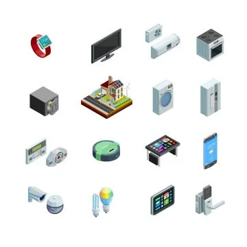 Smart Home Elements  Isometric Icons Collection Stockillustratie