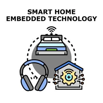 Smart home embedded technology concept with connected devices Stock Illustration