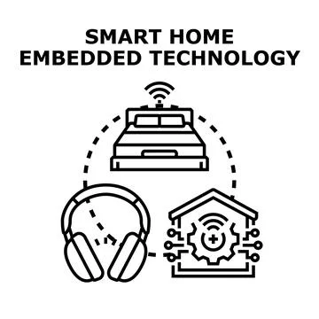 Smart home embedded technology concept with connected devices Illustrazione stock