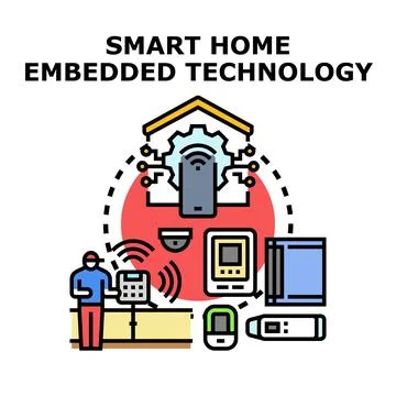 Smart home embedded technology controlling modern residence automation system Stock Illustration