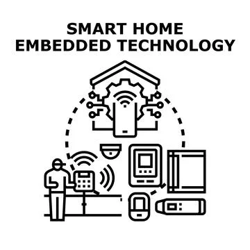Smart home embedded technology controlling modern residence automation system Stock Illustration