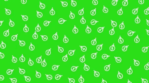 Smart home energy efficiency pattern with white power icons on green background Stock Footage 345539535