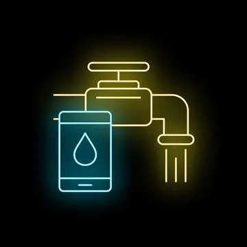 Smart home faucet control using smartphone app Stock Illustration