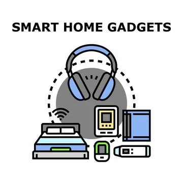 Smart home gadgets symbolizing modern technology and connectivity Stock Illustration