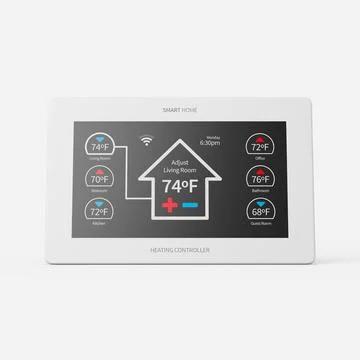 Smart home heating controller on a plain background. 3d render. Stock Illustration