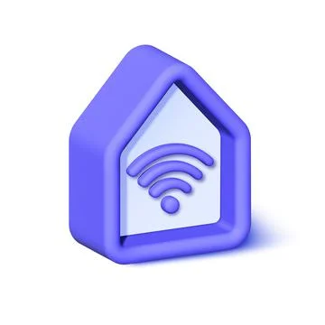 Smart home icon 3d, simple modern digital technology 3d design, wi-fi included Ilustración de archivo