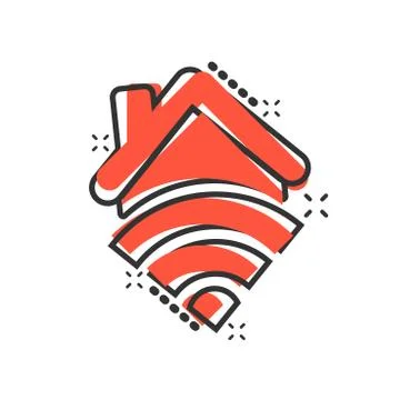 Smart home icon in comic style. House control vector cartoon illustration pic Stock Illustration