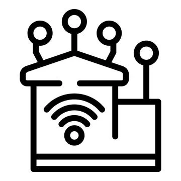 Smart home icon outline vector. Household wireless appliances Stock Illustration
