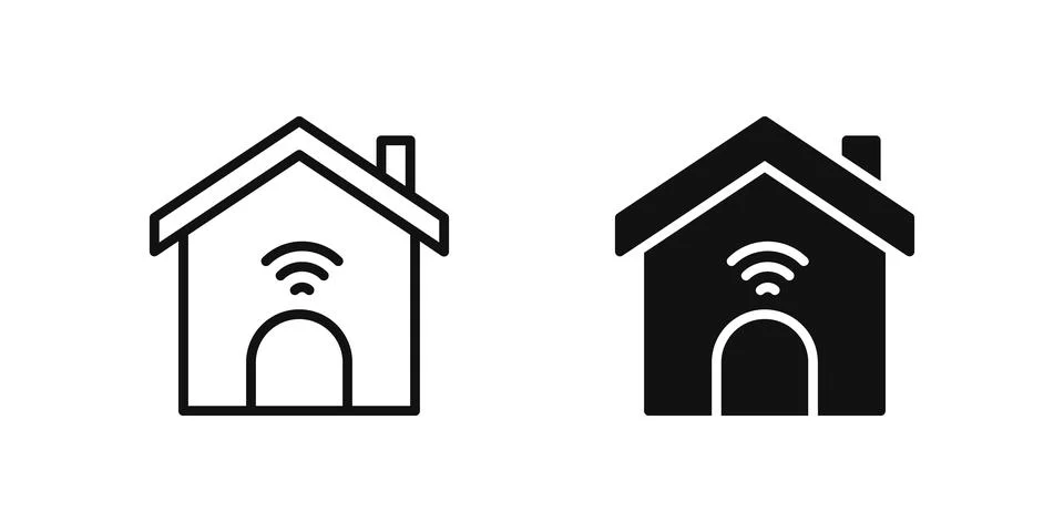 Smart home icon set representing connected home systems powered by IoT device Stock Illustration