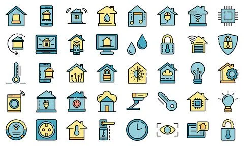 Smart home icons set vector flat イラスト素材