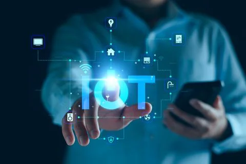Smart home interface control iot internet of things connected devices and s.. Stock Photos
