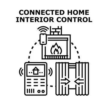 Smart home interior control remote managing climate window Stock Illustration