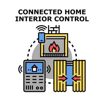 Smart home interior control remote managing climate window Stock Illustration